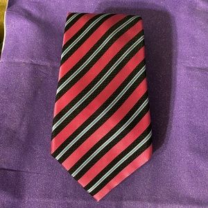 Resilio Silk Neck Tie Pink Black Blue Stripe‎